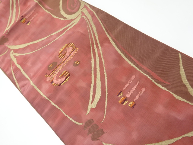 リサイクル　抽象模様織り出し名古屋帯